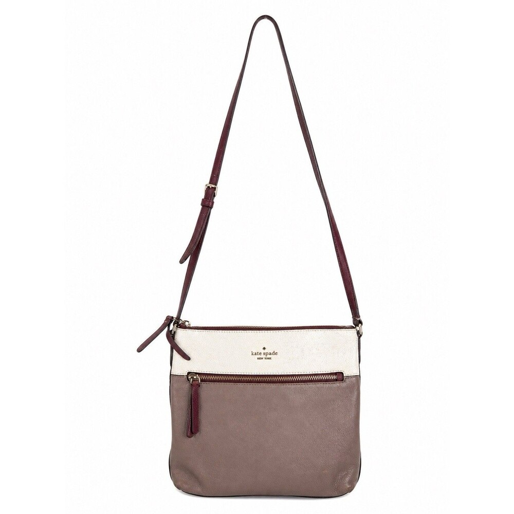 Kate Spade New York Colorblock Leather Crossbody Bag Taupe Cream